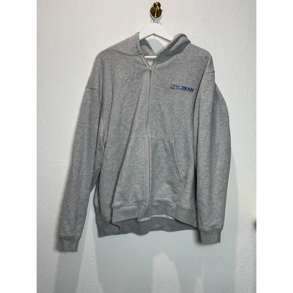 Alo Yoga Mens  Full Zip Hoodie Heather Grey Logo XL